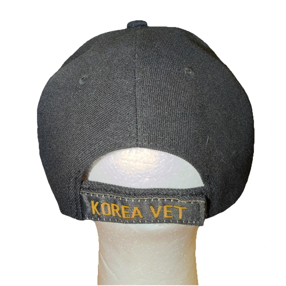Korea War Veteran Black Hat Baseball Cap US Warriors One Size FIts All Snap Back